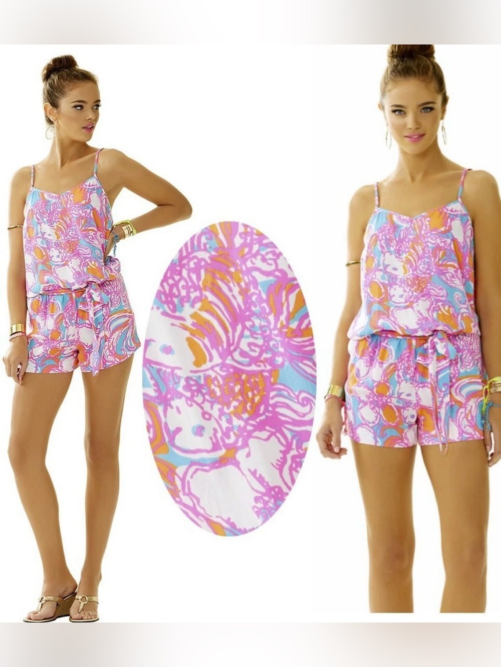 Lilly Pulitzer Deanna Romper in Shorely Blue Feeling Tanked Print